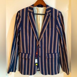 Devils Advocate Skinny fit stripe blazer Navy